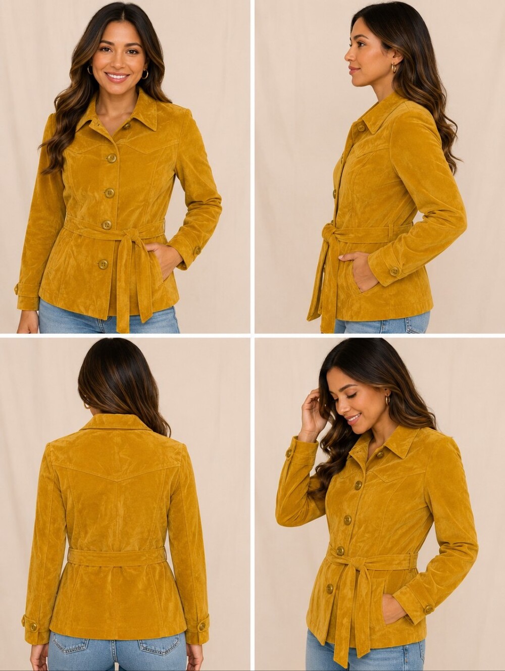 🍋Pink & Blue NWT Women’s Faux Suede Khaki Coat – Size 14